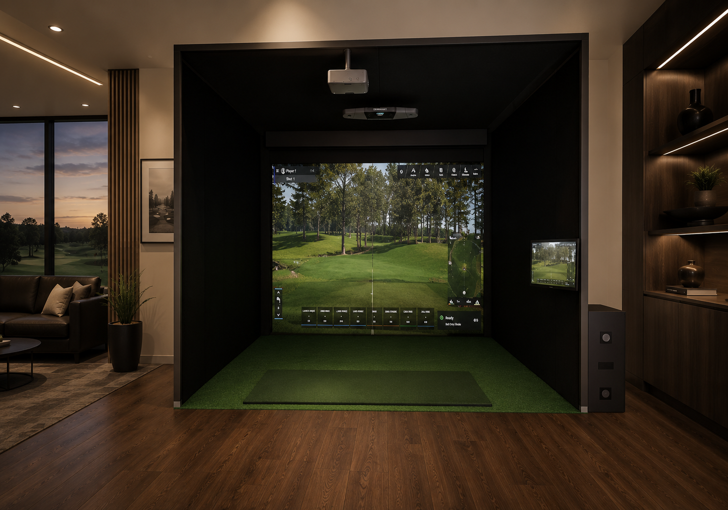 Luxury commercial golf simulator bay